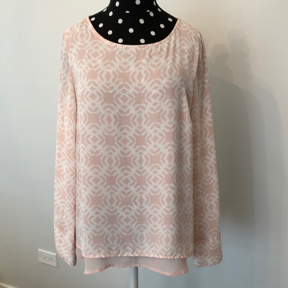 Pink and cream blouse